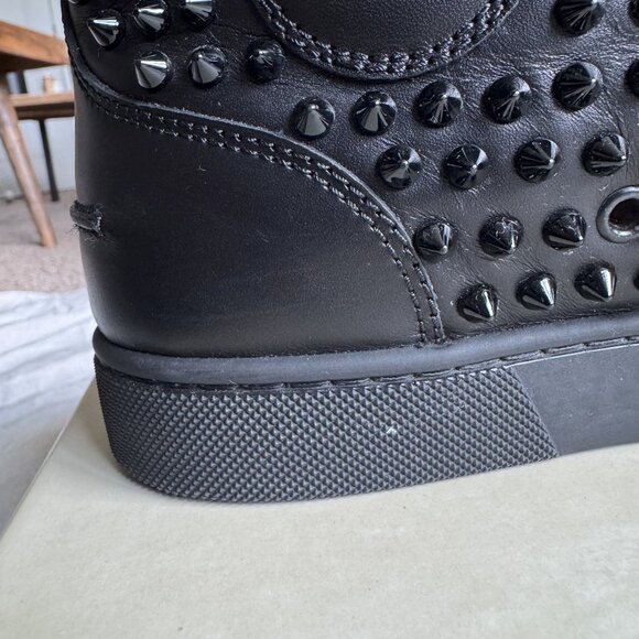 Christian Louboutin | Louis Flat Calf/Spikes High-Top Sneakers Black Sz 43